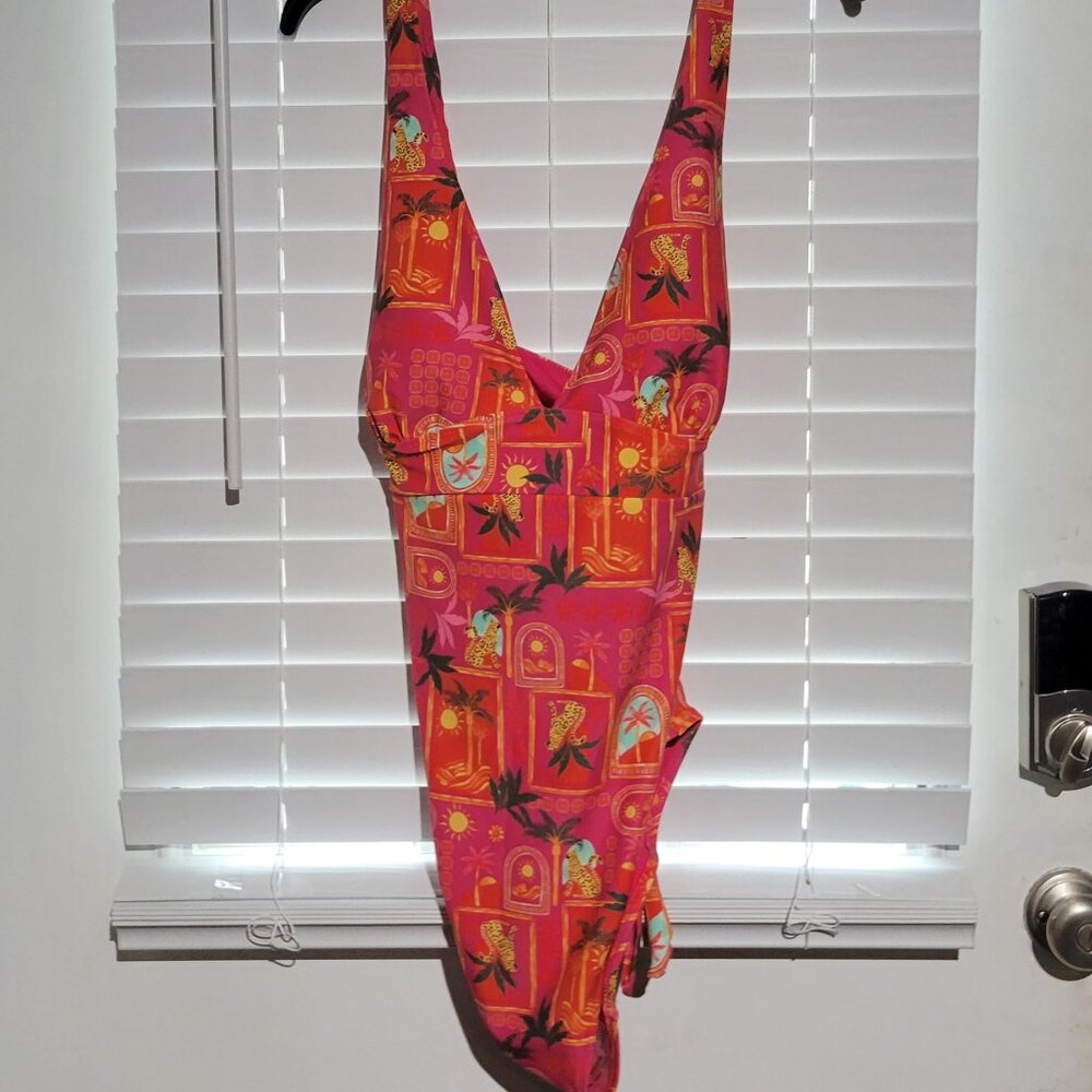 Old Navy Pink & Orange Tropical One-Piece Swimsuit